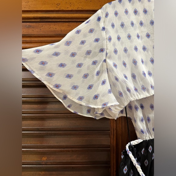 MISA Los Angeles Polka Dot Print Long Dress Size Large NWT NAVY BOTTOM WHITE TOP - Picture 7 of 12